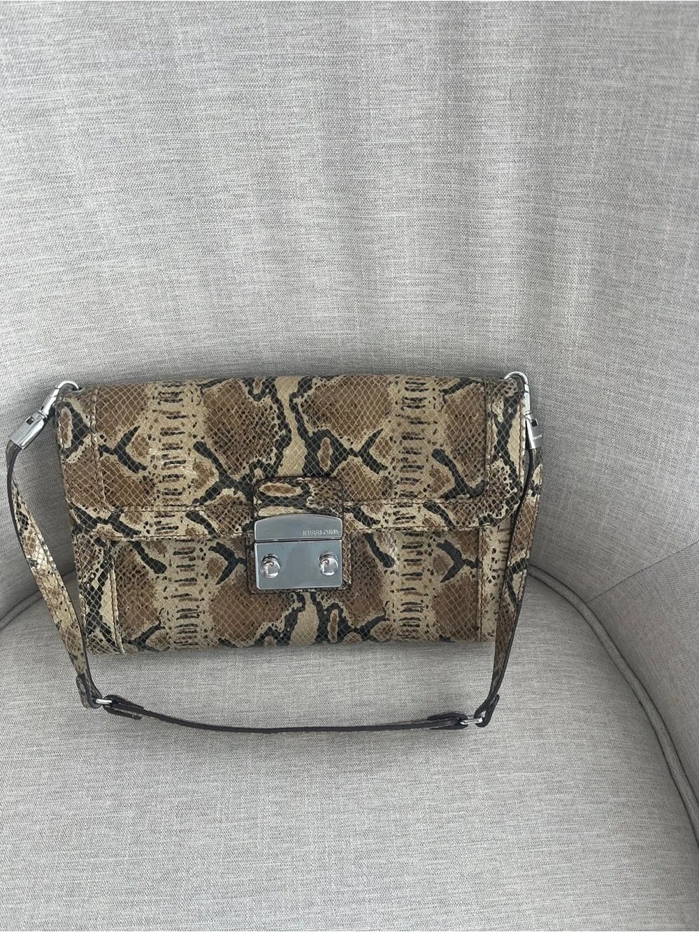 VTG Kesslord Y2K Python Embossed Baguette Shoulder Bag